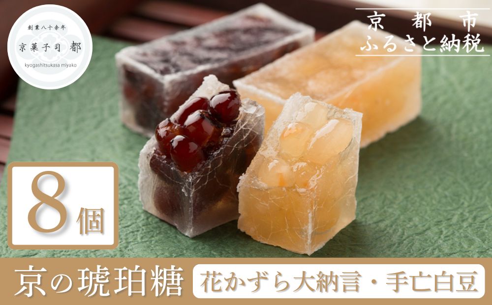 【京菓子司 都】花かずら大納言・花かずら手亡白豆　詰合せ（8個入）［ 京都 琥珀糖 美しい和菓子 小豆 あずき 上品 人気 おすすめ 茶道 お茶菓子 京銘菓 お取り寄せ 通販 送料無料 ふるさと納税 ］
