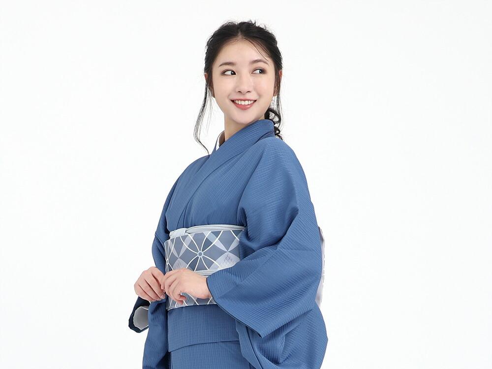 【たゆたふ】30秒で着られる色無地 袷 六花（ROCCA）（濃紺 Ｍサイズ）