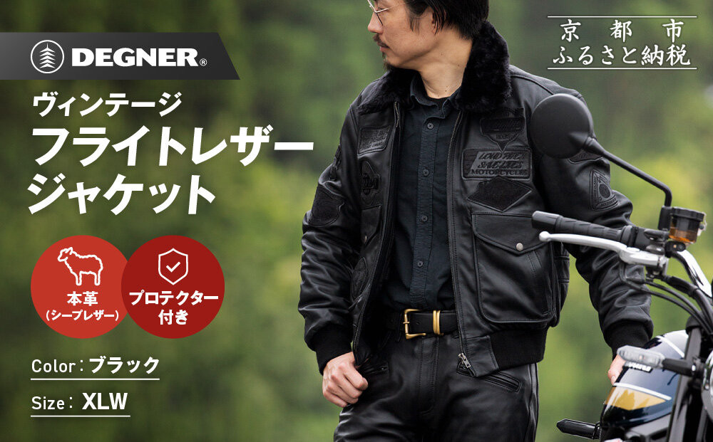 【デグナー】ヴィンテージフライトレザージャケット[16WJ-10C] XLWサイズ｜京都 バイクギア 人気ブランド ジャケット バイク［ 大人のための本革ライダース プロテクター デザイン性 着心地 実用性 日常使い ツーリング ライダー バイカー アウトドア おしゃれ かっこいい 人気 おすすめ 送料無料 ふるさと納税 ］