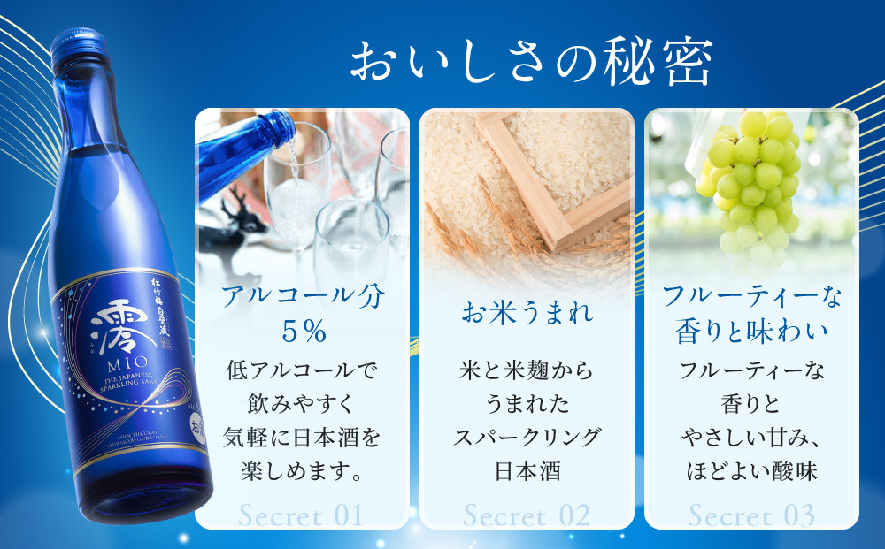 【宝酒造】松竹梅白壁蔵「澪」スパークリング清酒（750ml×6本）［京都 タカラ Takara 日本酒 スパークリング日本酒 ミオ 人気 おすすめ ギフト プレゼント ご自宅用 日常使い 普段使い お取り寄せ 通販 送料無料 ふるさと納税 ］