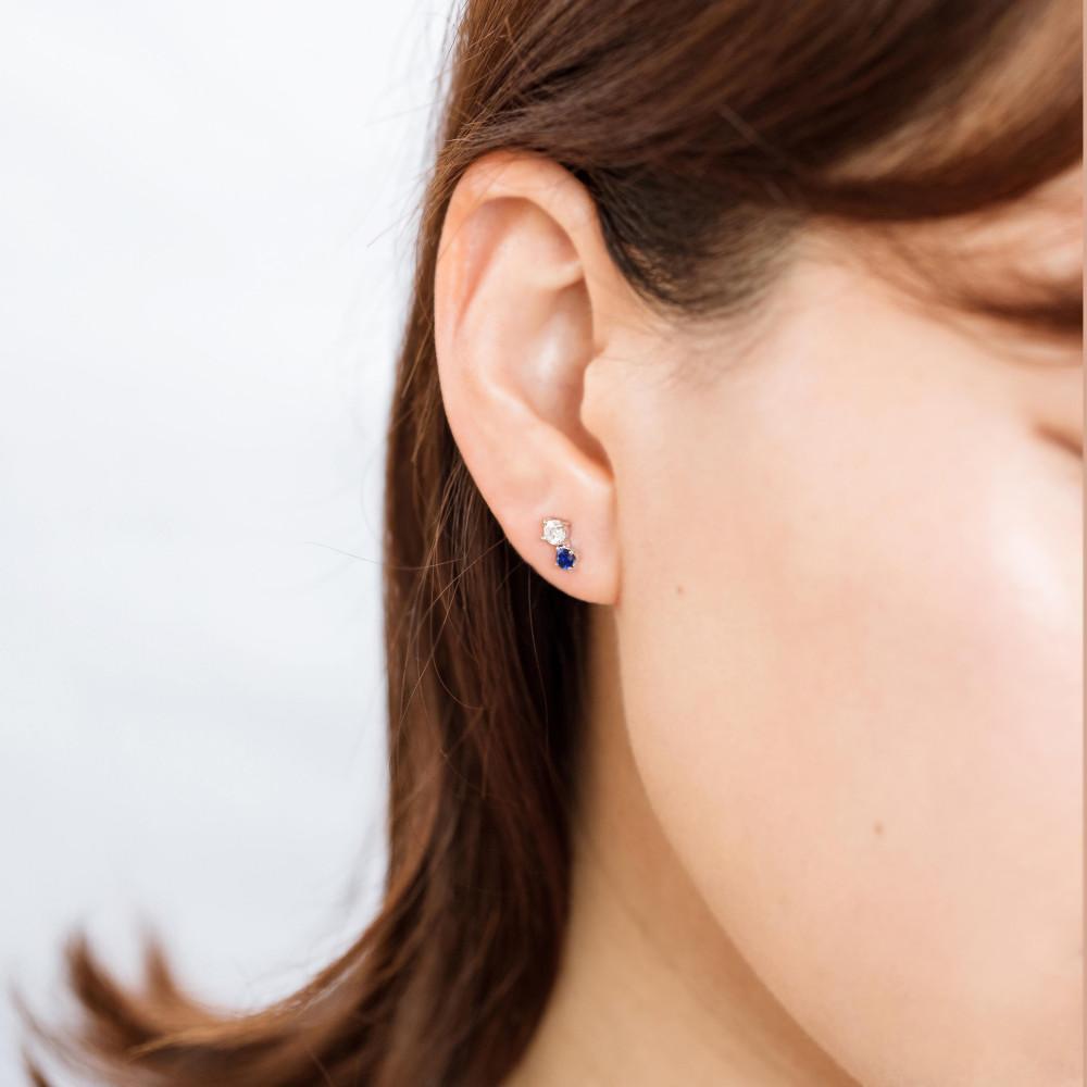 【高島屋選定品】＜京セラ＞クレサンベール＜ブルーサファイア／ダイヤモンド ＞PT900 ピアス カジュアル 9月誕生石［ 京都 宝石 ジュエリー 人気 おすすめ 高級  特別 おしゃれ ファッション ブランド ダイヤ サファイア ］