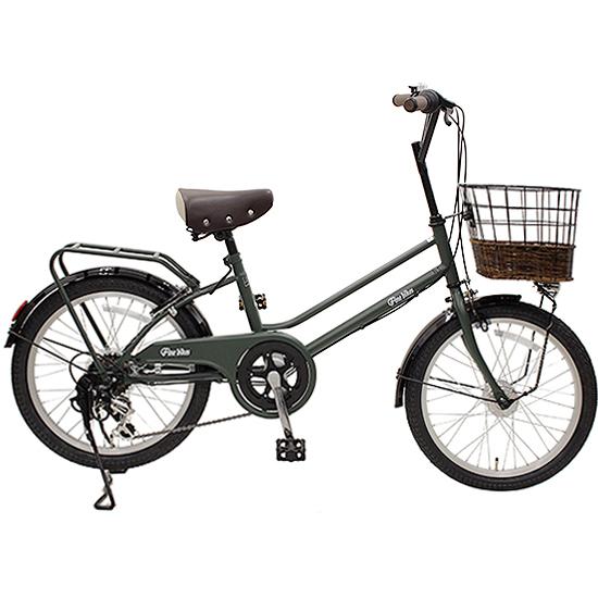 《12月中頃発送》完成品でお届け！ シティサイクル シマノ 外装6段変速 20インチ オートライト SHIMANO 自転車 ファインバイク カフェミニ  FINEBIKES ［京都 自転車 シティサイクル 人気 おすすめ スポーツ アウトドア ツーリング ブランド メーカー］CAFE-FBCM206R 【マットグリーン(MG)】