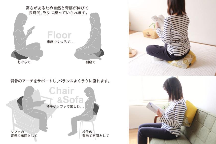 【 洛中高岡屋 】ラクにくつろげる おじゃみ座布団（木綿・菜の花フローラル）