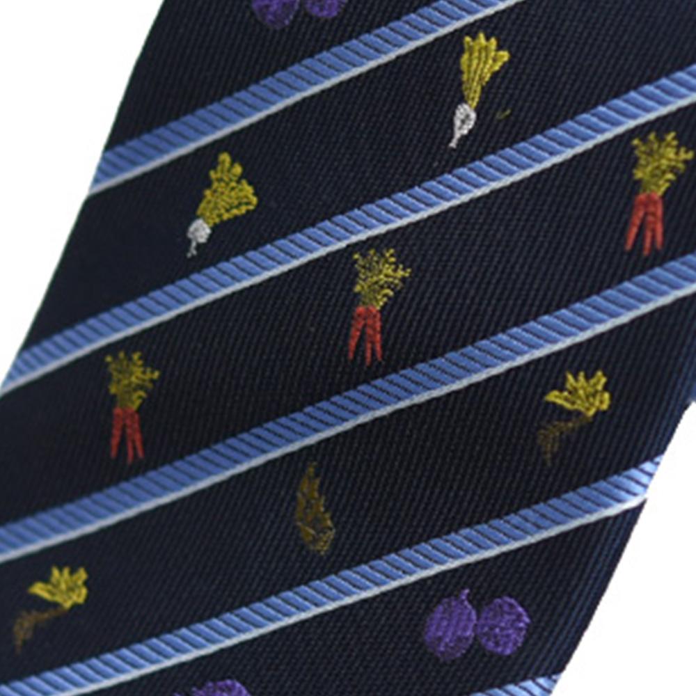 【クラバットウエダ】京野菜柄 西陣織ネクタイ ネイビー（紺）