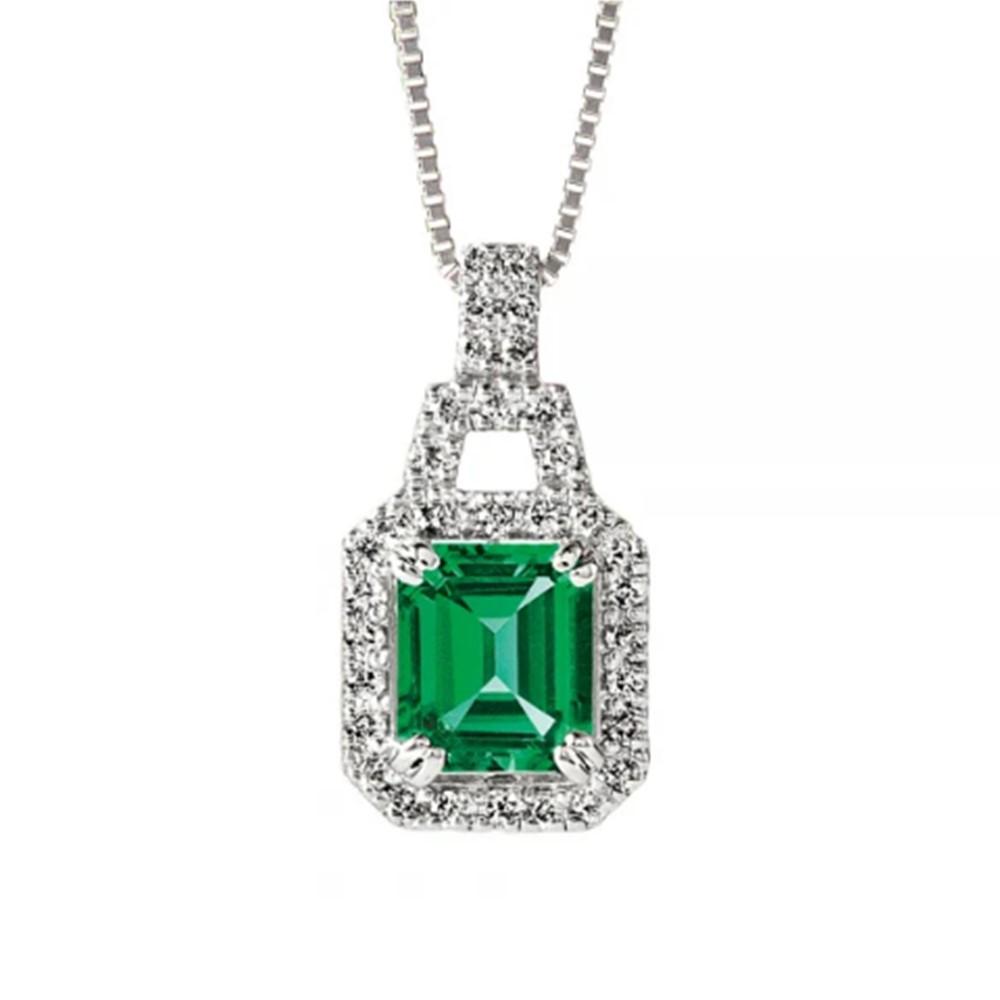 【高島屋選定品】＜京セラ＞クレサンベール＜エメラルド／ダイヤモンド／プラチナ＞PT900 PT850 ペンダント エメラルドカット 5月誕生石 ［ 京都 宝石 ジュエリー 人気 おすすめ 高級  特別 おしゃれ ファッション ブランド ダイヤ エメラルド ］