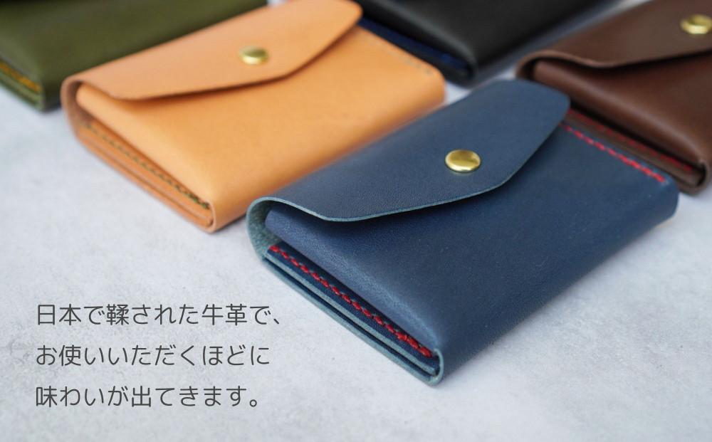 【革工房Rim】3ポケット ミニ財布 〈赤×ベージュ糸〉 [ 京都 財布 ハンドメイド コンパクト 本革 ウォレット 人気 おすすめ さいふ 革 レザー 手作り クラフト ギフト プレゼント お取り寄せ 通販 送料無料 ふるさと納税 ]