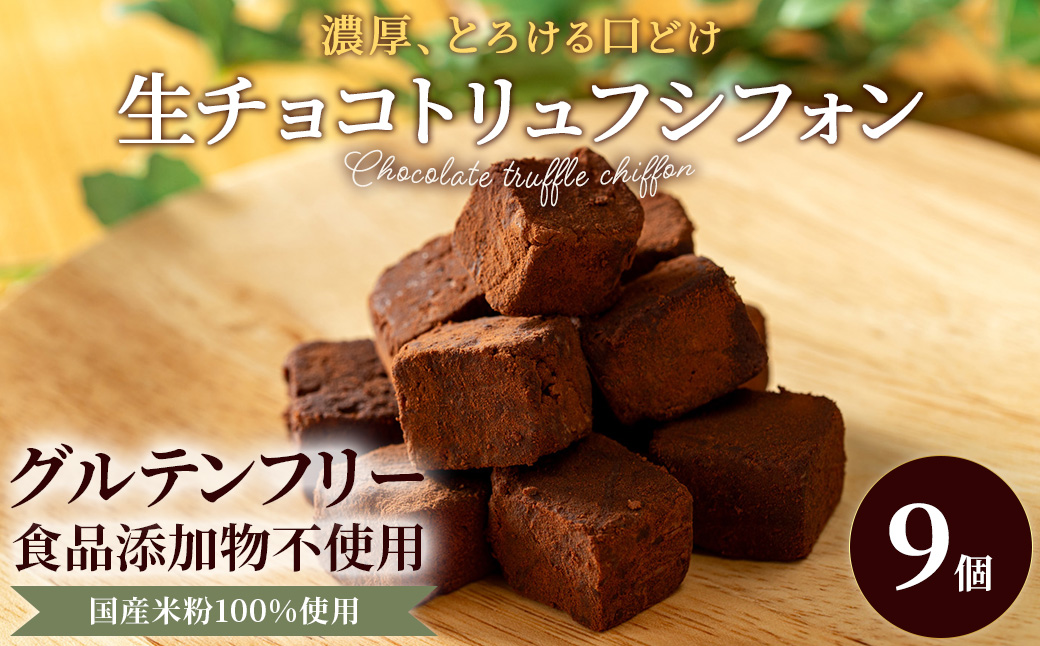 米粉の生チョコトリュフシフォン9個セット (80g×9) ふるさと納税 福知山市 特産品 シフォンケーキ グルテンフリー ケーキ スイーツ 米粉 【fc-AA002】【ニコリナ】