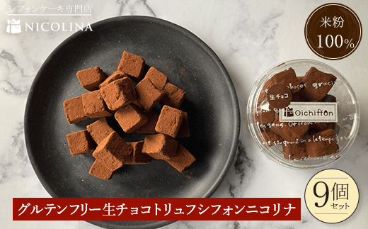 米粉の生チョコトリュフシフォン9個セット (80g×9) ふるさと納税 福知山市 特産品 シフォンケーキ グルテンフリー ケーキ スイーツ 米粉 【fc-AA002】【ニコリナ】