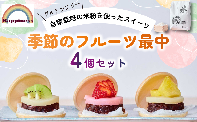 季節のフルーツ最中4個セット（グルテンフリー） / フルーツ最中 フルーツ 最中 和菓子 米粉 グルテンフリー 厳選 くだもの デザート 福知山市 京都府 FCDY002