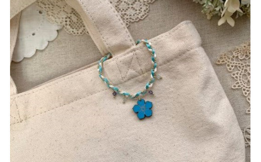 水色桔梗のブレスレット ふるさと納税 水色桔梗 ブレスレット 木製 木彫り 木工  木製品 オーダーメイド 京都府 福知山市