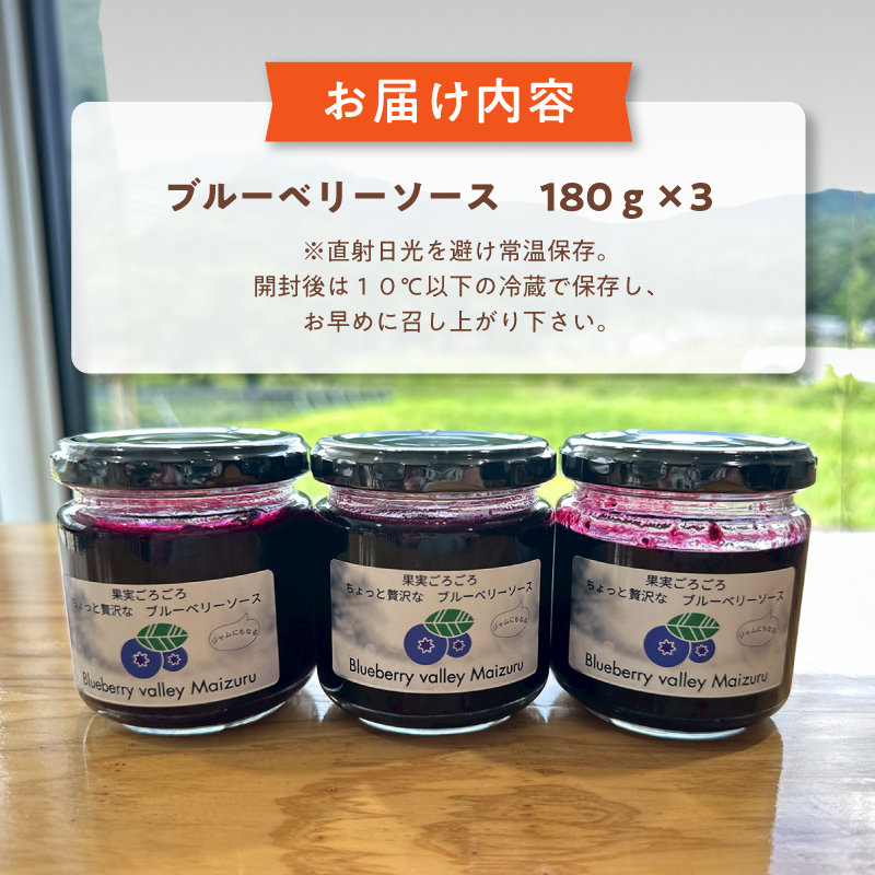 ブルーベリーソース 3本 国産 ブルーベリー ソース  保存料・着色料・添加物不使用 | ブルーベリージャム 3本セット  甘さ控えめ 保存料 着色料 添加物不使用 フルーツソース スイーツ ギフト お取り寄せ