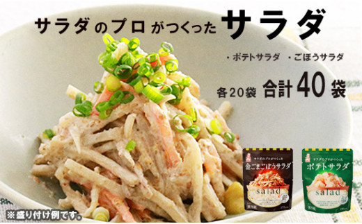 サラダのプロがつくった サラダ 2種類 セット 40袋 個包装 ポテトサラダ ポテサラ 金ごま ごぼうサラダ レトルト パウチ 小分け お弁当 ご飯 おかず サラダ 食べ切り サイズ ケンコーマヨネーズ