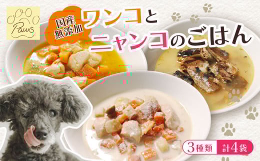 無添加 ペットフード 3種類 (イワシ煮 豆乳鍋 トマトシチュー) 計4袋 犬 猫 ドッグフード キャットフード 安心 安全 ペット フード ペット用品 ヒューマングレード リッチフード いぬ ねこ 犬用 猫用 自然食材 魚 肉 野菜 やさい ごはん ご飯 餌 エサ わんこ にゃんこ 健康 健康食品 舞鶴市 京都府