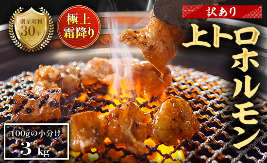 【訳あり】 極上 霜降り 上トロホルモン 3kg 秘伝のタレ付き 簡易包装 | 訳あり 訳アリ 国産 上トロホルモン 霜降り ホルモン 冷凍 真空パック 家庭用 ホルモンうどん　八島丹山 京都 舞鶴
