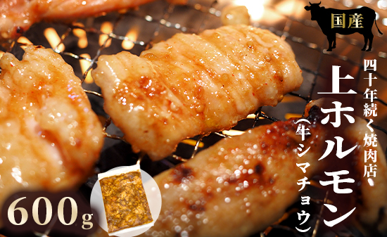 国産 上ホルモン 600g | 国産 牛肉 シマチョウ 大腸 ホルモン モツ 冷凍 焼き肉 BBQ 本格 自家製タレ 韓国唐辛子 味噌ダレ 漬け肉 京都府舞鶴市