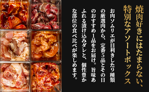 【お肉ソムリエ厳選】 肉アソートBOX 6種詰め合わせ | 焼肉 お肉セット アソートBOX 冷凍おかず 簡単調理 肉ギフト 焼肉セット 時短メニュー おつまみ 詰め合わせ 味付け肉 焼き肉 BBQ 贈答 贈り物 プレゼント 熨斗