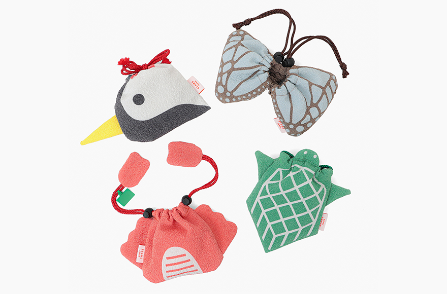 【BEAMS JAPAN】 COCHAE ちりめん巾着 蝶 舞鶴限定商品 