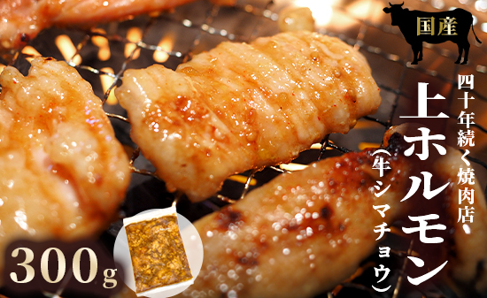 国産 上ホルモン 300g | 国産 牛肉 シマチョウ 大腸 ホルモン モツ 冷凍 焼き肉 BBQ 本格 自家製タレ 韓国唐辛子 味噌ダレ 漬け肉 京都府舞鶴市