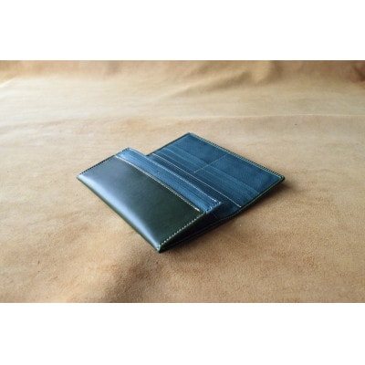 イタリアンレザー 長財布 グリーン×オルテンシア 本革【1553364】