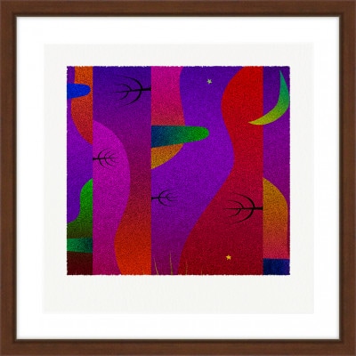 夜と丘 [しかくいえ]02【絵画】 額装サイズ266mmx266mm【1432369】