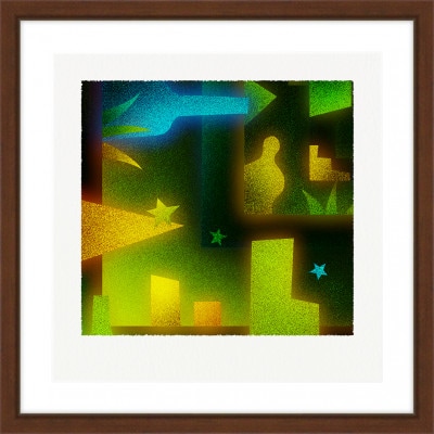 緑と瓶 [しかくいえ]19【絵画】 額装サイズ266mmx266mm【1433493】