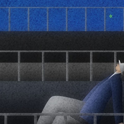 ＼京都・綾部の癒やし系作家/【絵画】　青い夜のトランぺッター　　額装サイズ526mmx412mm【1277194】