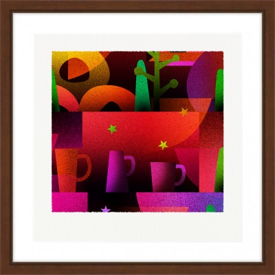 塔と器 [しかくいえ]27【絵画】 額装サイズ266mmx266mm【1433501】