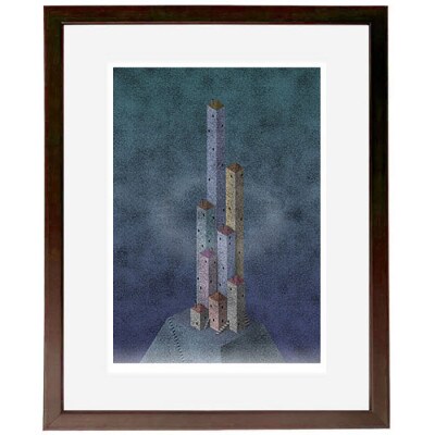 ＼京都・綾部の癒やし系作家/【絵画】　天空の城　　額装サイズ526mmx412mm【1278187】