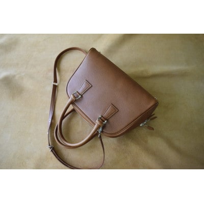 高級イタリアンレザー ボストンバック コニャック ショルダー付き【1552797】