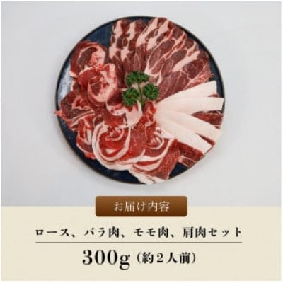 猪肉スライス(猪ロース、猪バラ肉、猪モモ肉、肩肉)ミックス合計300g (約2人前)【配送不可地域：離島】【1603587】
