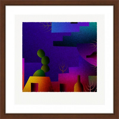 街と宵 [しかくいえ]23【絵画】 額装サイズ266mmx266mm【1433497】