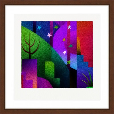 彩と山 [しかくいえ]09【絵画】 額装サイズ266mmx266mm【1432384】