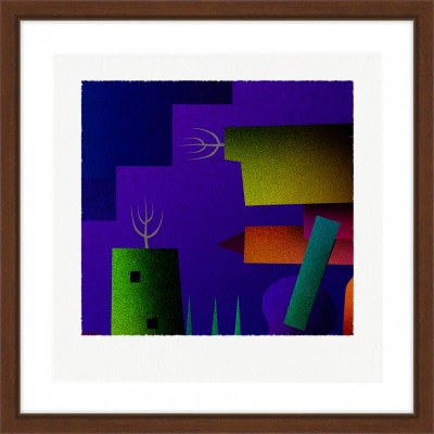 街と木 [しかくいえ]24【絵画】 額装サイズ266mmx266mm【1433498】