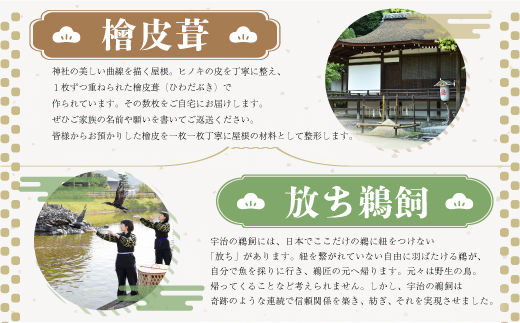 DP02 【家族で可能な伝統文化体験】 檜皮葺＋日本でここだけ「放ち鵜飼」観覧券（２枚）