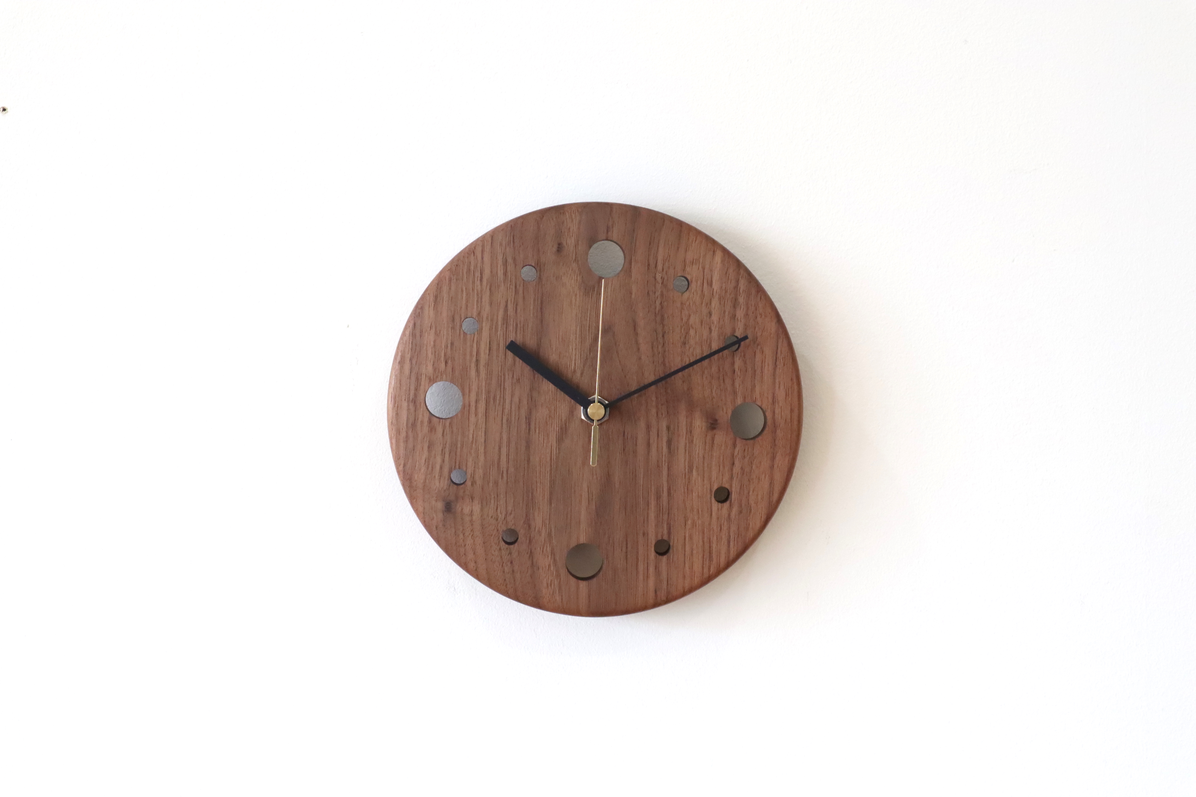 掛時計 （ブラックウォールナット・黒針）　時計 ウォールクロック 木製 無垢 無垢材 おしゃれ　CY08