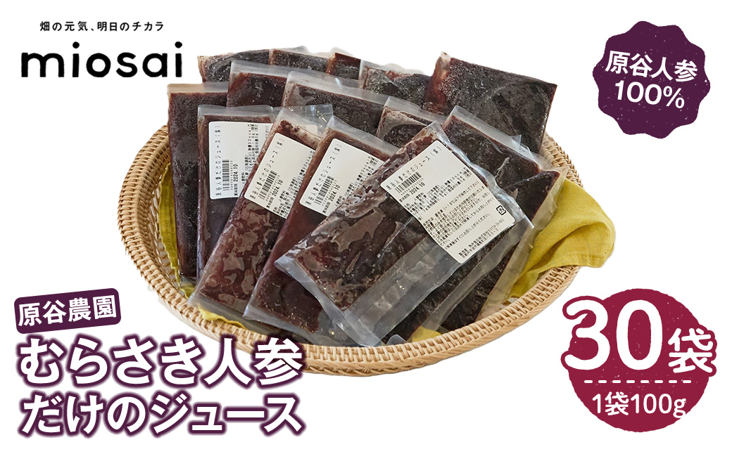 ＜ミオサイ＞原谷農園 むらさき人参だけのジュース(計30袋) 紫 ニンジン にんじん ジュース 野菜 北海道 原谷人参 【uj-DA004】【角井食品】