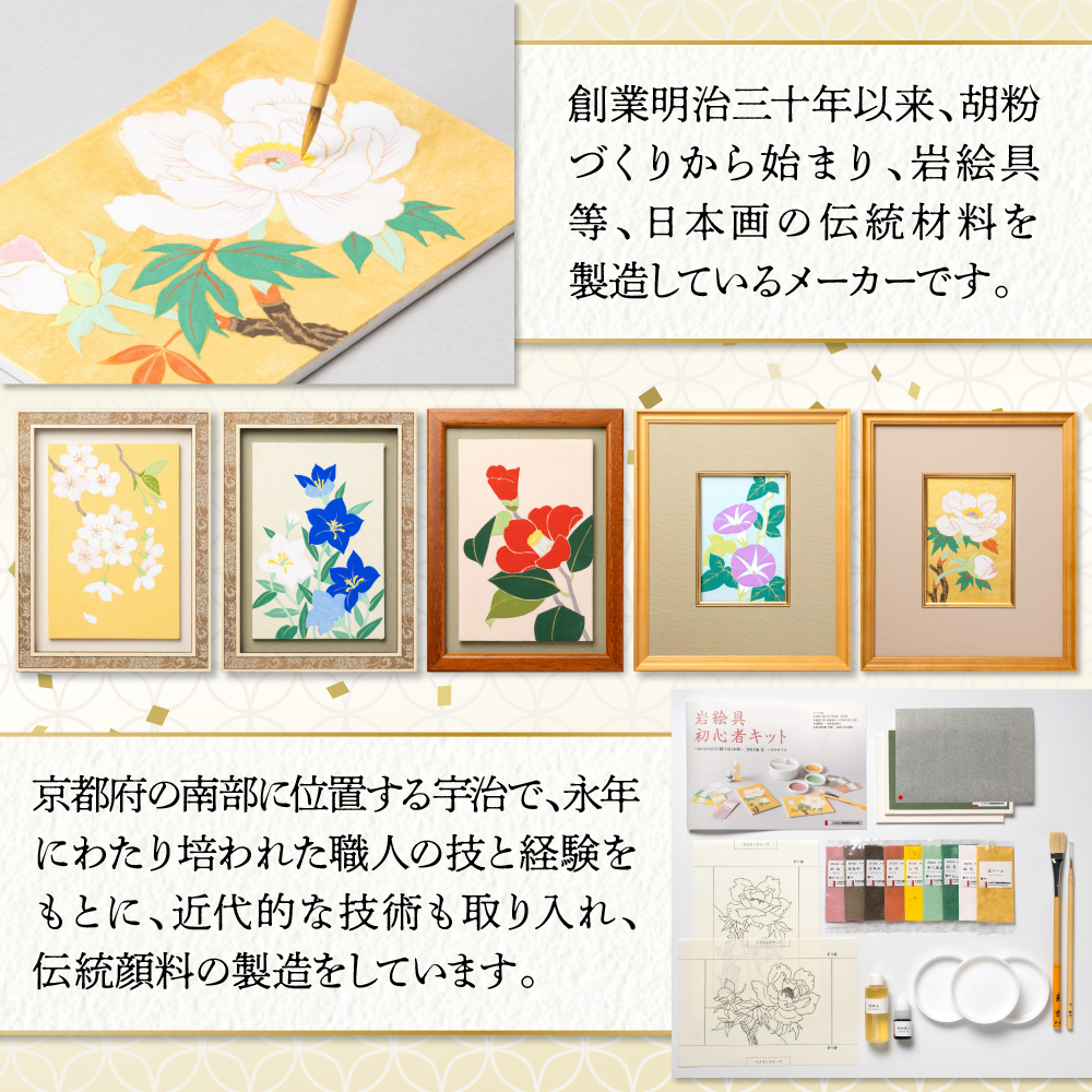 岩絵具初心者キット　朝顔編改　日本画 セット キット 初心者 体験 岩絵具 絵具 筆　CK22