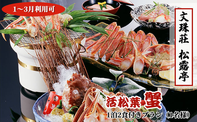 活松葉蟹 1泊2食付きプラン（1名様）【松露亭】1～3月利用可 高級宿 宿泊券 旅行 一名様 宿泊チケット