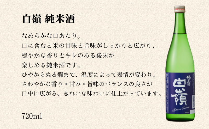 白嶺定番酒「酒呑童子・香田・純米酒」3本飲み比べセット ハクレイ myz09 myz11 myz23