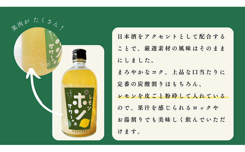 ハクレイ酒造×友桝飲料　レモンサワーセット （レモンポンサワーの素500ml×激軟水・激炭酸500ml×3本）