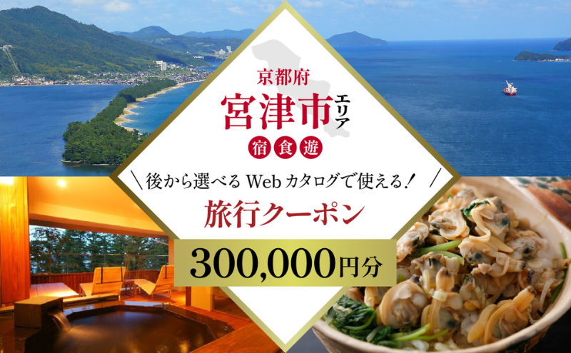【京都ツアー】 宮津市 後から選べる旅行Webカタログで使える！旅行クーポン（300,000円分）碧海・松風・神話の地、天と地が繋がる旅へ。旅行券 宿泊券 飲食券 体験サービス券