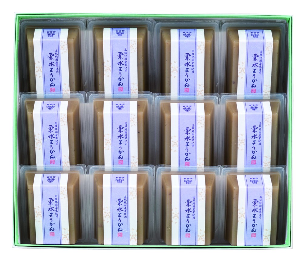 【夏季限定】＜京都栗菓匠 若菜屋＞栗水ようかん 12個入　高級純国産栗使用《ようかん 羊羹 水ようかん 国産 栗 自家製 栗餡 くり あん》◇