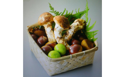 丹波松茸と丹波栗（篭入り）＜丹波四季菜料理 宮本屋＞≪丹波松茸 丹波栗 天然松茸 栗≫ ※10月中に順次発送予定 ※配送不可地域あり