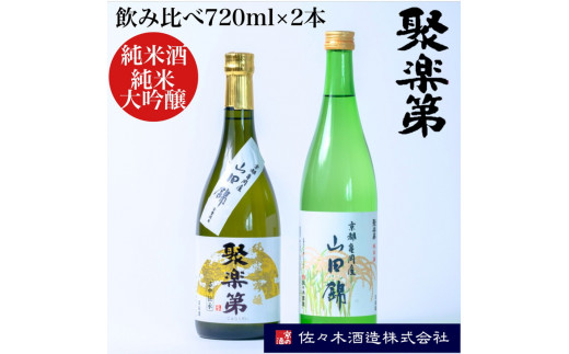 ＜佐々木酒造 醸造＞聚楽第 純米酒と聚楽第 純米大吟醸 720ml 各1本 計2本セット◇《亀岡産 山田錦 酒米の王 日本酒》※離島への配送不可