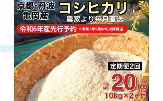 【令和6年産先行予約】米 定期便 10kg×2ヶ月 20kg コシヒカリ 佐伯の里の源流米 希少 農家直送 令和6年産 新米 白米 10キロ 2回 低農薬米 減農薬米 京都丹波産 こしひかり 家計応援 生活応援 ※北海道・沖縄・離島配送不可 ※2024年10月以降発送予定