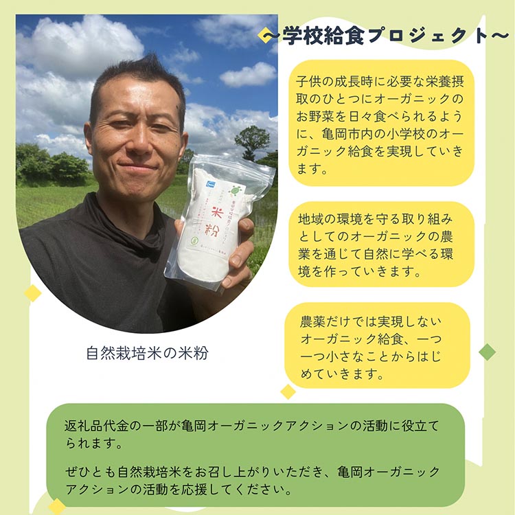 【6回定期便】京都府・亀岡産 栽培期間中農薬不使用 亀岡学校給食プロジェクト 自然栽培米の米粉 1kg×6回定期便 ※離島への発送不可