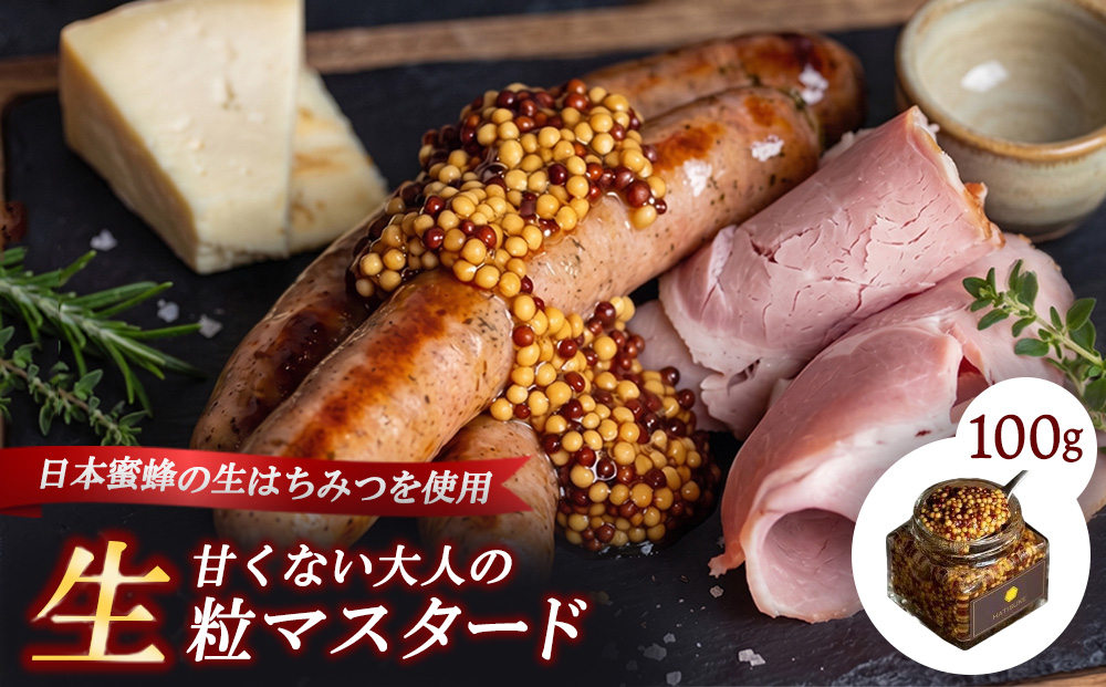 完全非加熱 生マスタード 100g×1個 無添加 粒マスタード 瓶詰 調味料 スパイス お取り寄せ 手作り 高級 ギフト 人気
