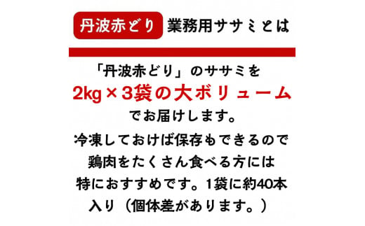 【訳あり 緊急支援】丹波 赤どり ササミ 6kg＜京都亀岡丹波山本＞2kg×3パック 業務用《特別返礼品 ふるさと納税 鶏肉 小分けリーフレット付》