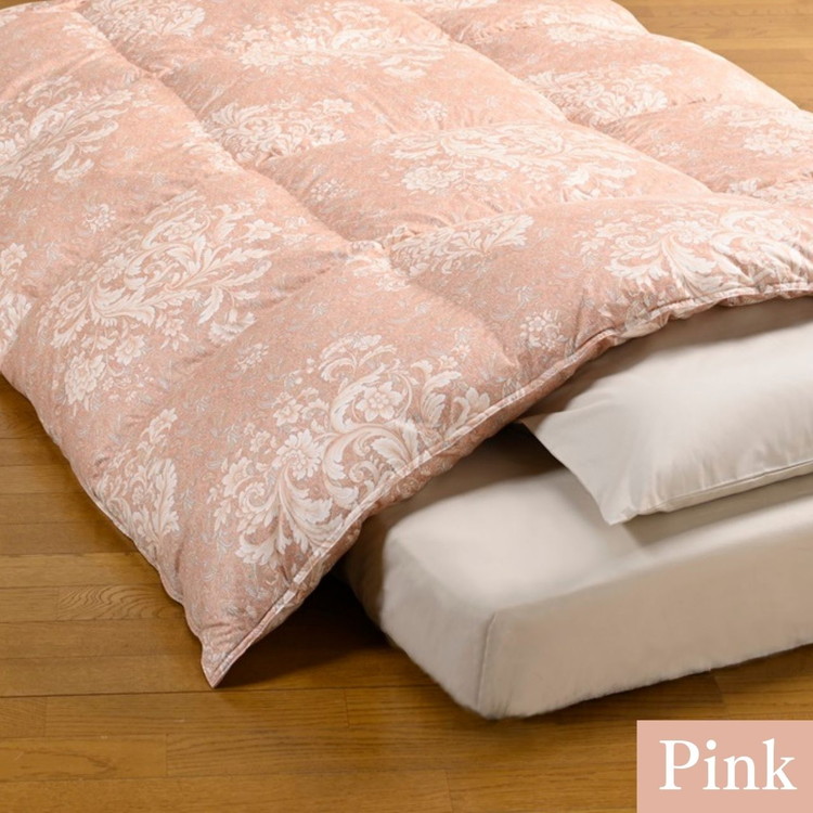 ＜京都金桝＞羽毛布団 シングル 極暖 アイダーダウン ポーランドマザーグース95% ボリューム 特殊トリプルエアーキルト 日本製 ピンク／ブルー 冬用 布団 京都亀岡産 キャピタル トリプル