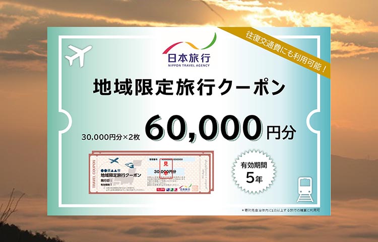 【有効期限は発行日から5年間】京都府亀岡市 日本旅行 地域限定旅行クーポン60,000円分 交通費利用可 旅行 トラベル 旅行券 宿泊券 予約 チケット ホテル 観光 おすすめ